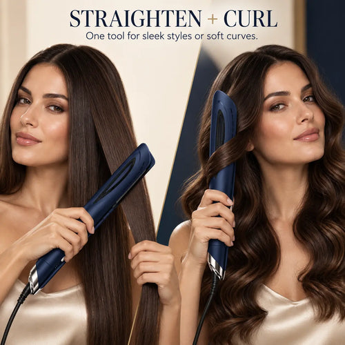Woman using the RYVO CD-18 airflow styler to straighten and curl hair
