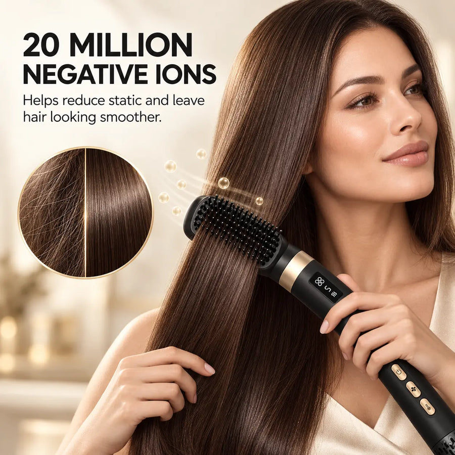 High-speed air styler with 20 million negative ions for smoother-looking hair.