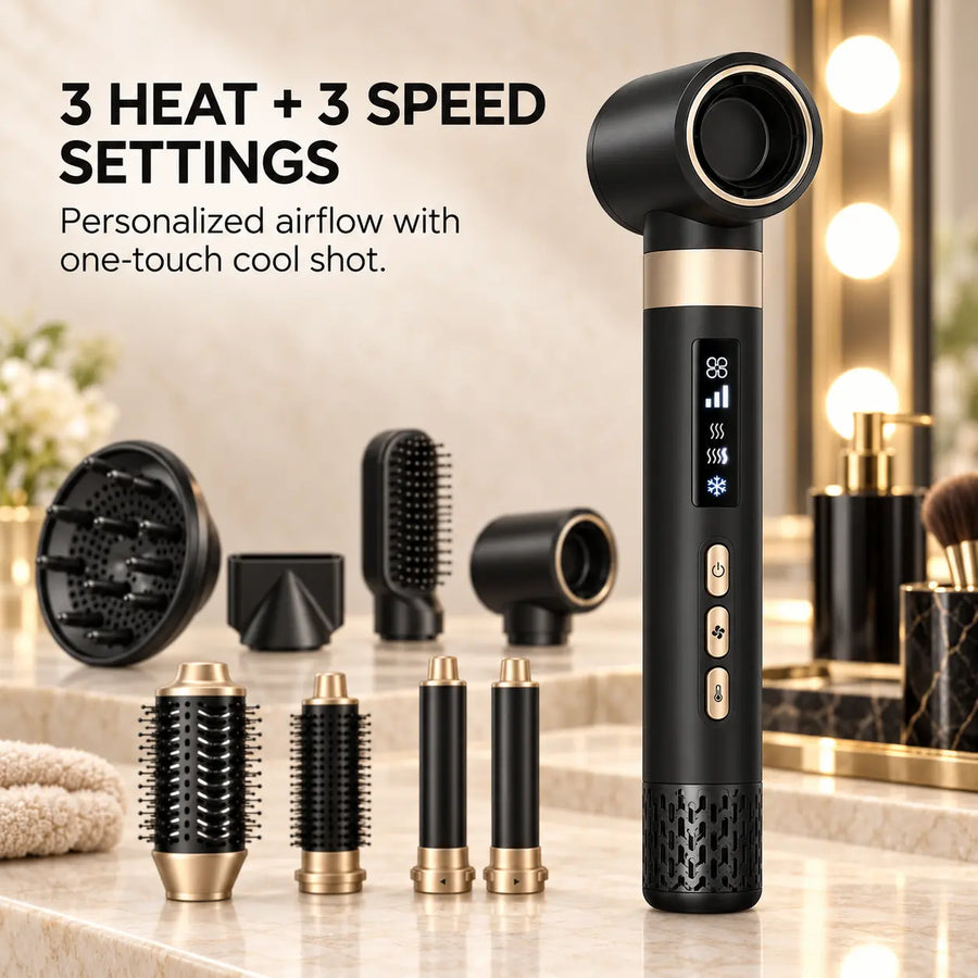 DM-05 air styler with three heat settings, three speeds and one-touch cool shot.