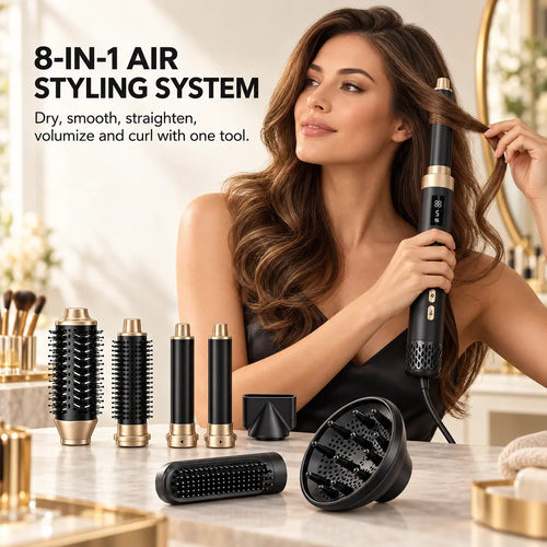 DM-05 multifunction air styling system with eight interchangeable attachments.