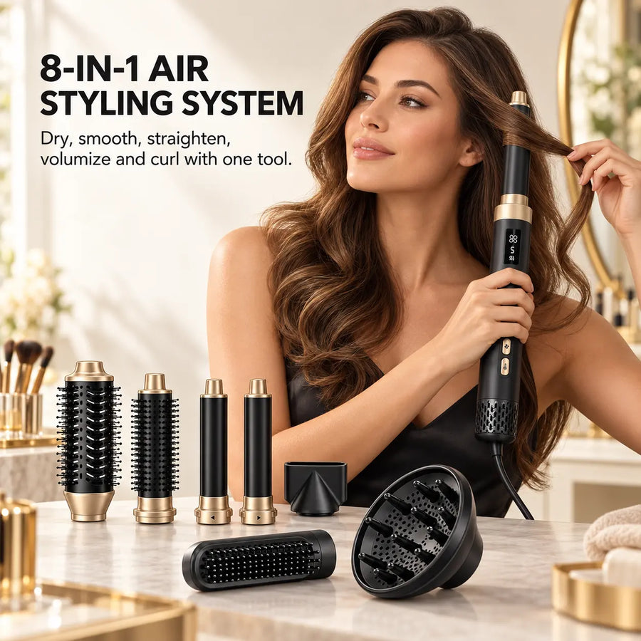 DM-05 multifunction air styling system with eight interchangeable attachments.