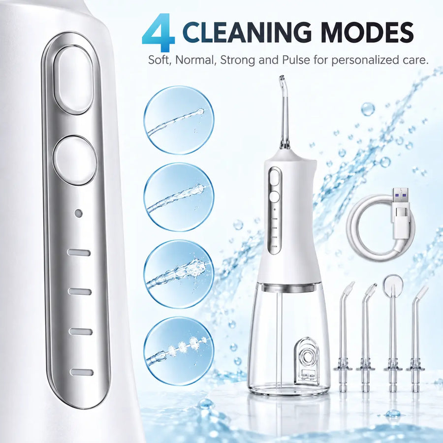 RYVO F600 water flosser control panel with four cleaning modes