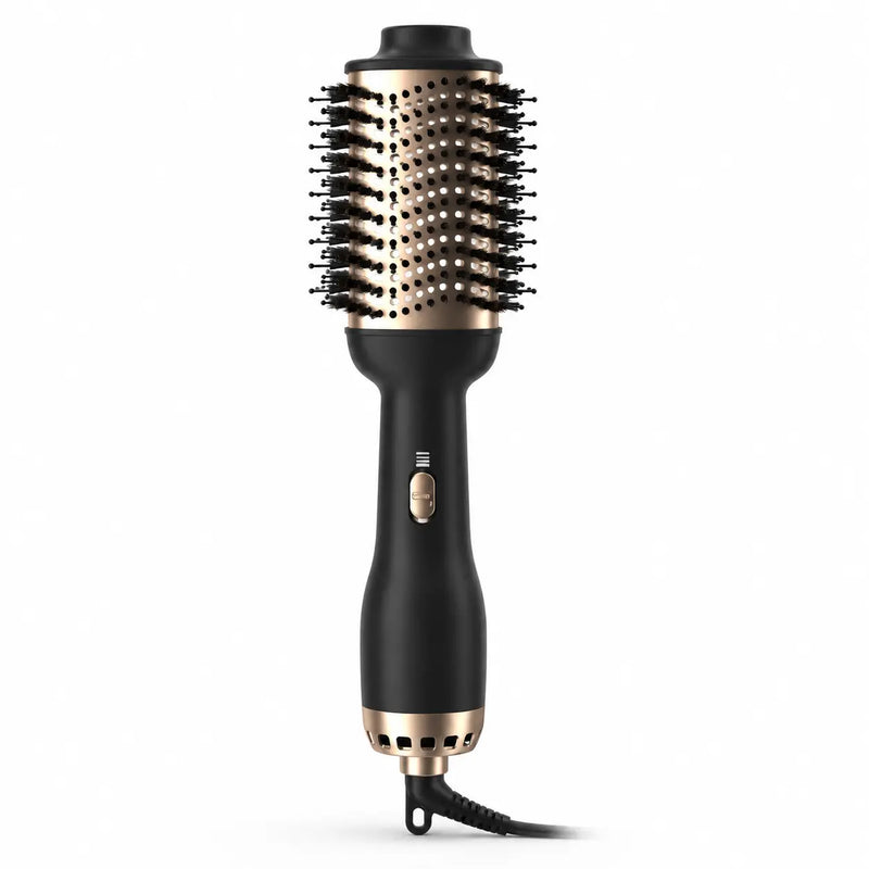 RYVO HY-336 black and champagne gold hot air volumizing brush on a white background