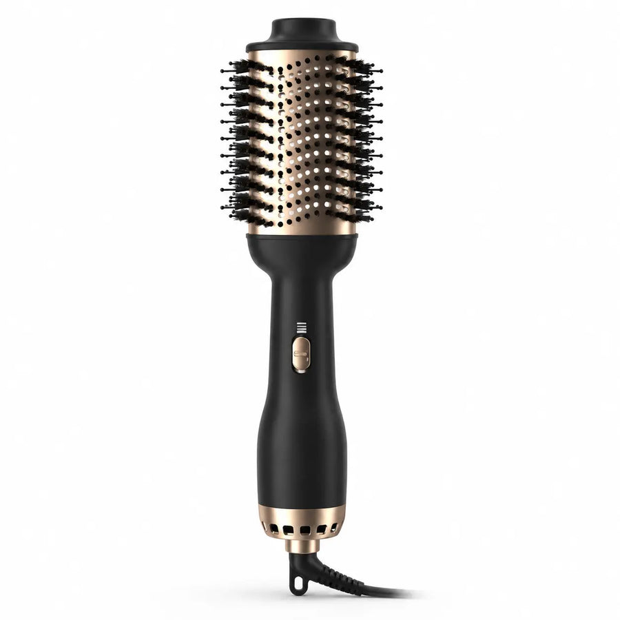 RYVO HY-336 black and champagne gold hot air volumizing brush on a white background