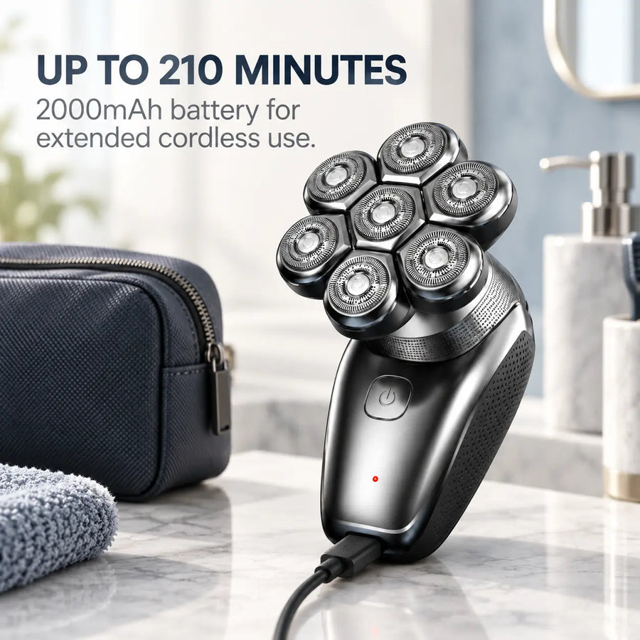 Model 688 head shaver with 2000mAh battery and up to 210 minutes of runtime.