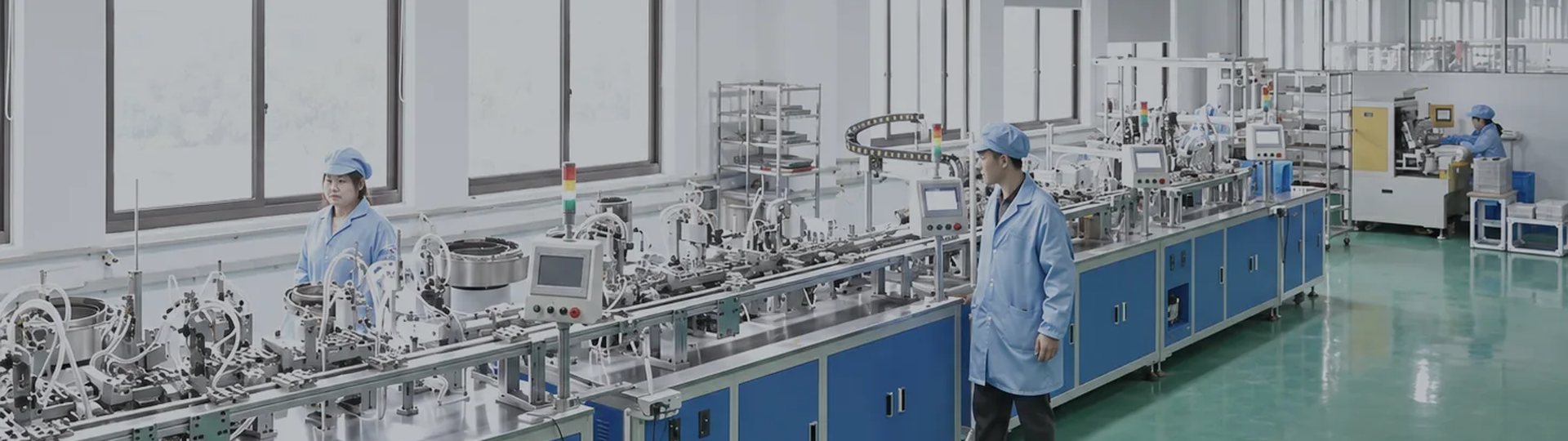 Automated assembly line on the production floor